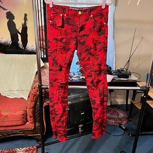 Slim jeans Red and black camouflage